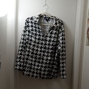 Lane Bryant Stylish Black and White Sz 28w Houndstooth Women's Top Cotton